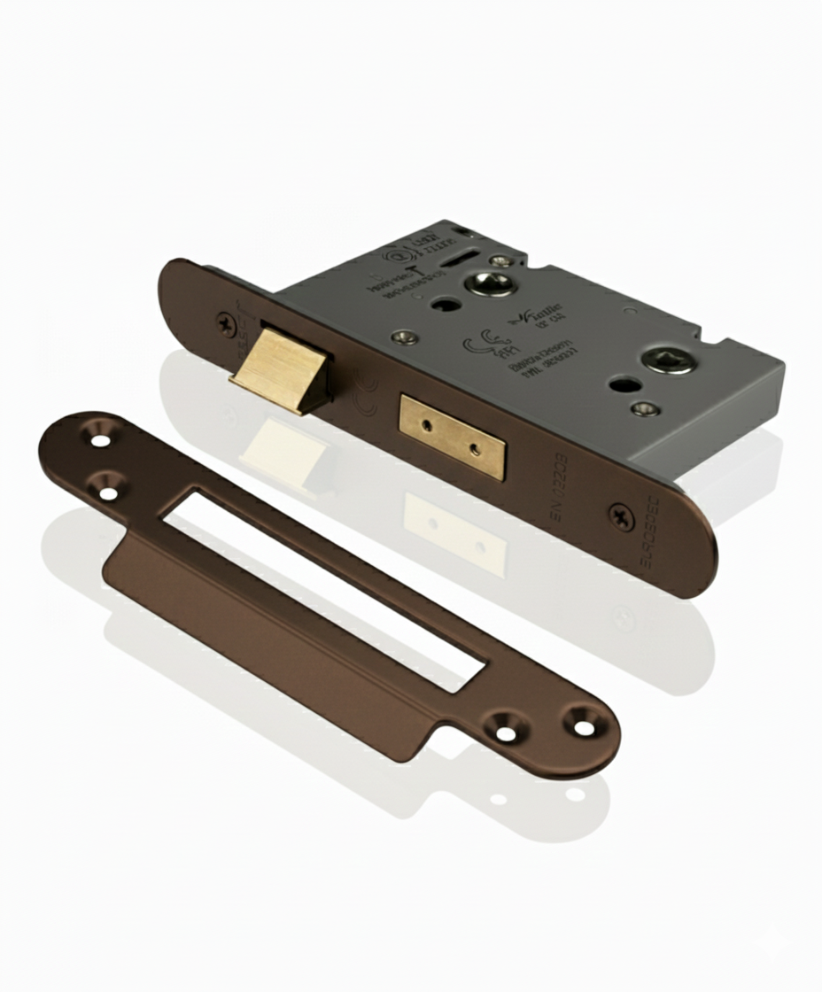 Eurospec Easi - T Bathroom Security Sashlock 57mm Backset 76mm Case Radius Matt Bronze