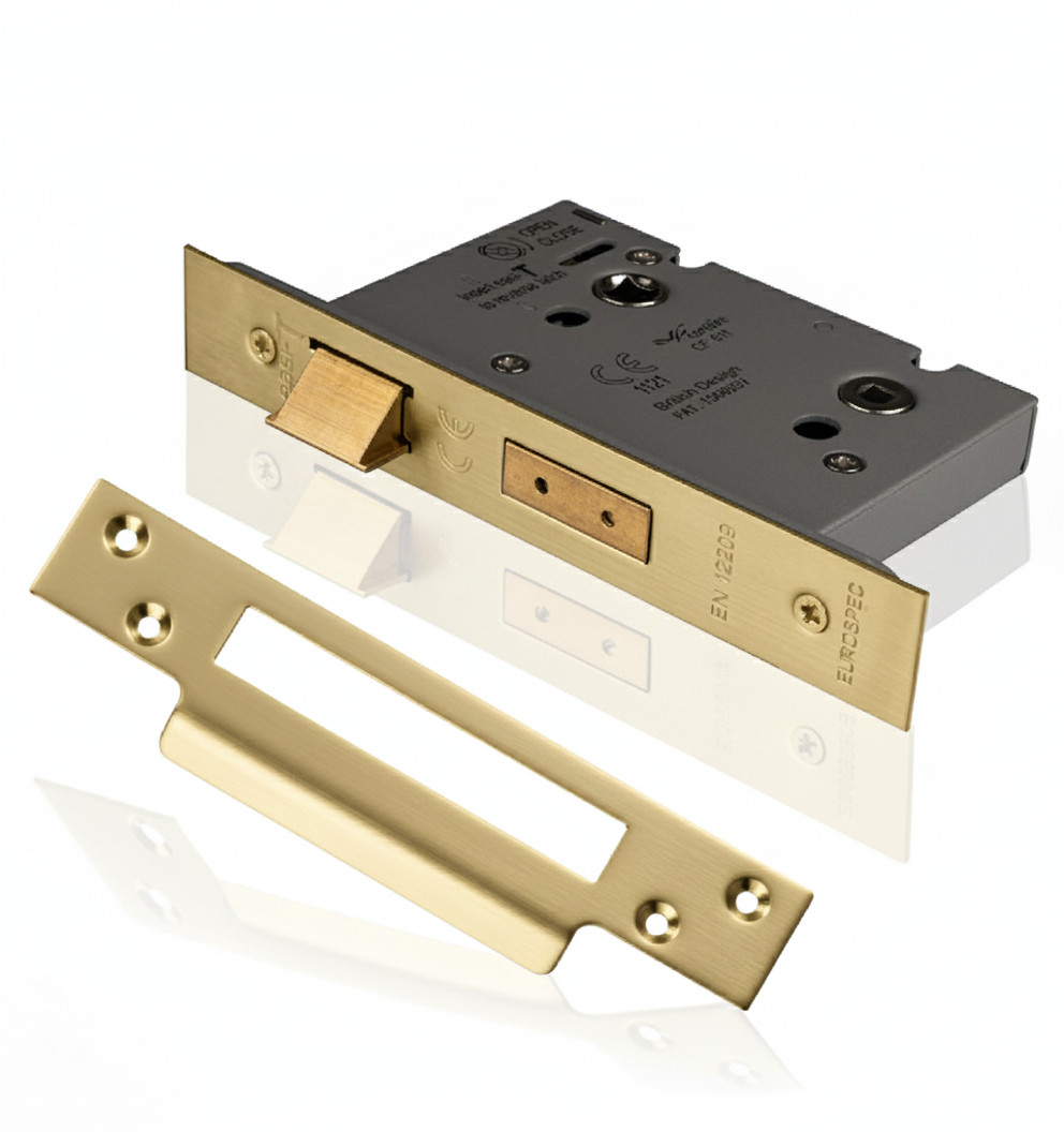 Eurospec BAS5030PVD Easi - T Bathroom Lock 5mm Follower 57mm backset 76mm case Polished Brass PVD