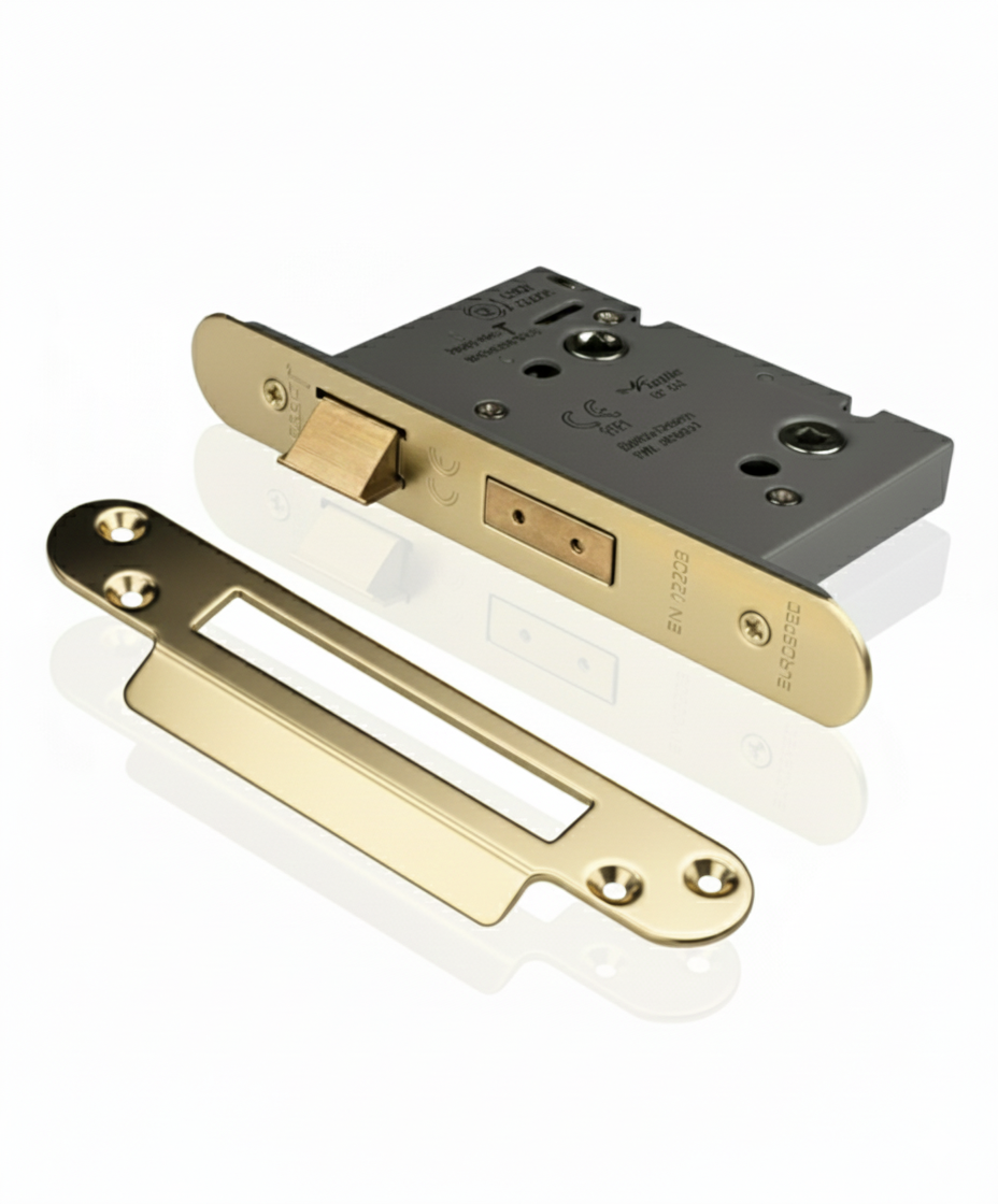 Eurospec BAS5030PVD Easi - T Bathroom Lock 5mm Follower 57mm backset 76mm case Polished Brass PVD