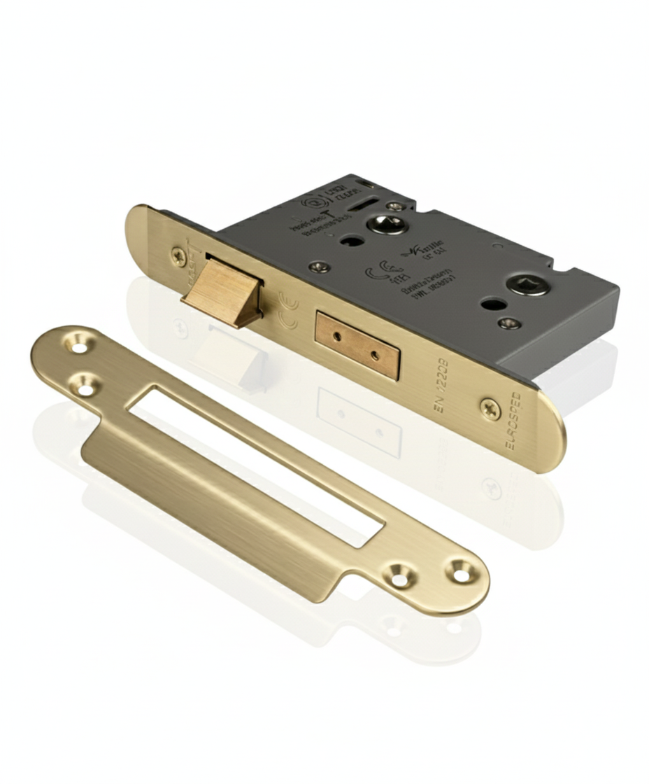 Eurospec Easi - T Bathroom Security Sashlock 57mm Backset 76mm Case Radius Satin Brass