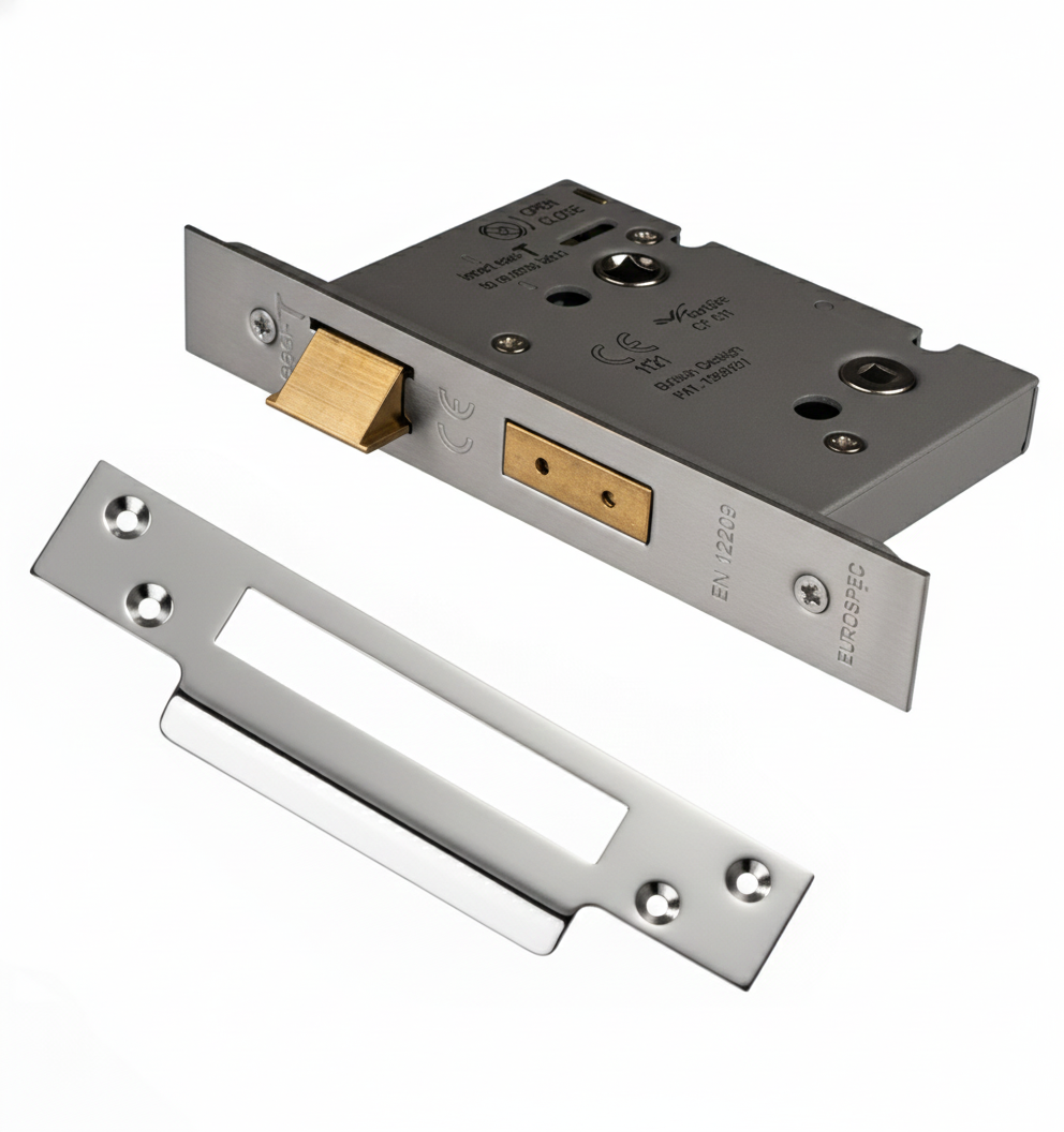 Eurospec BAS5030SSS Easi - T Bathroom Lock 5mm Follower 57mm 76mm Case Satin Stainless Steel