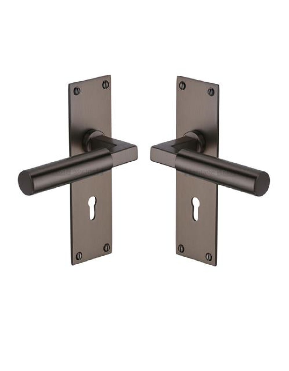 Heritage Brass BAU7300-MB Door Handle Lever Lock Bauhaus Design Matt Bronze finish