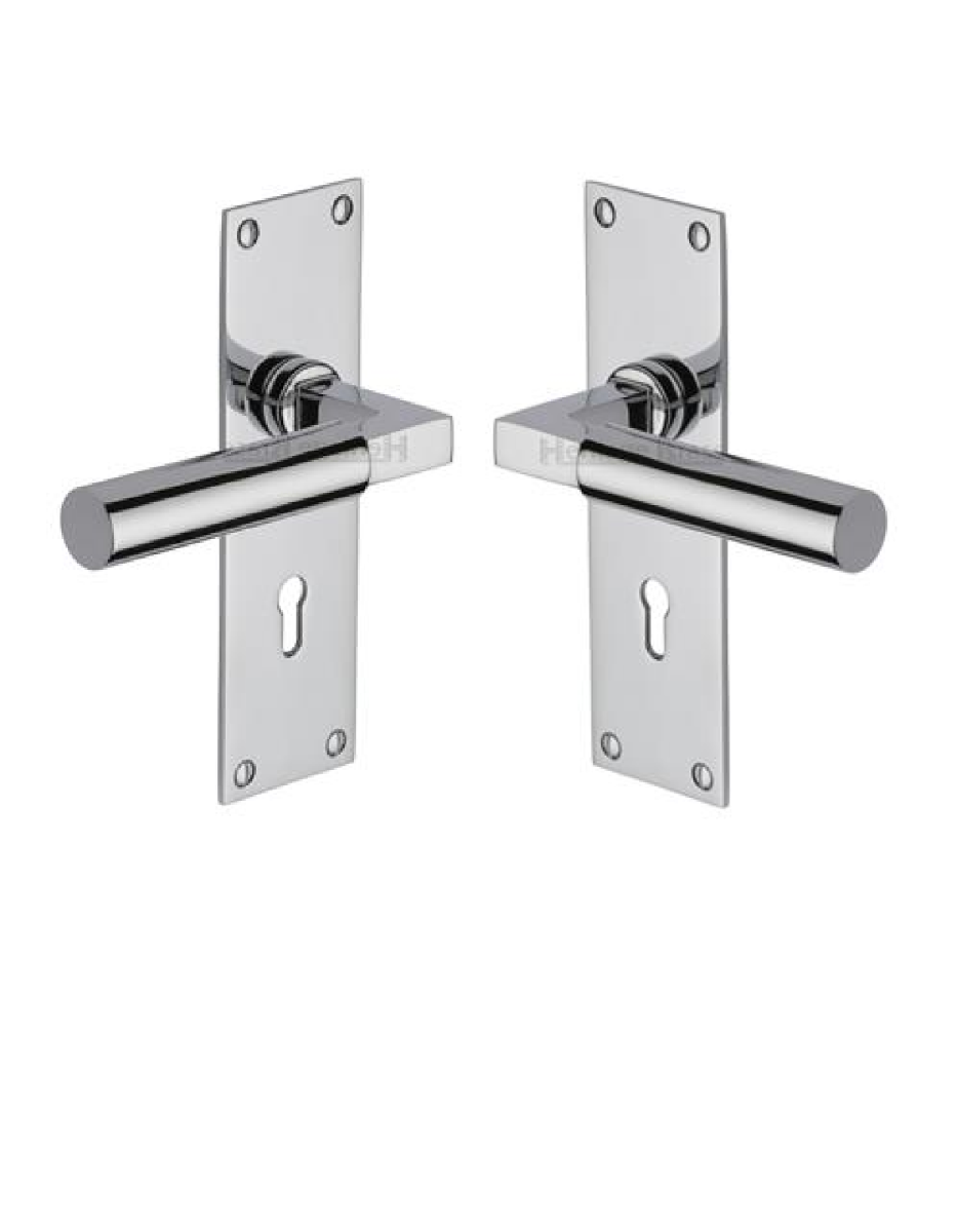 Heritage Brass BAU7300-PC Door Handle Lever Lock Bauhaus Design Polished Chrome finish
