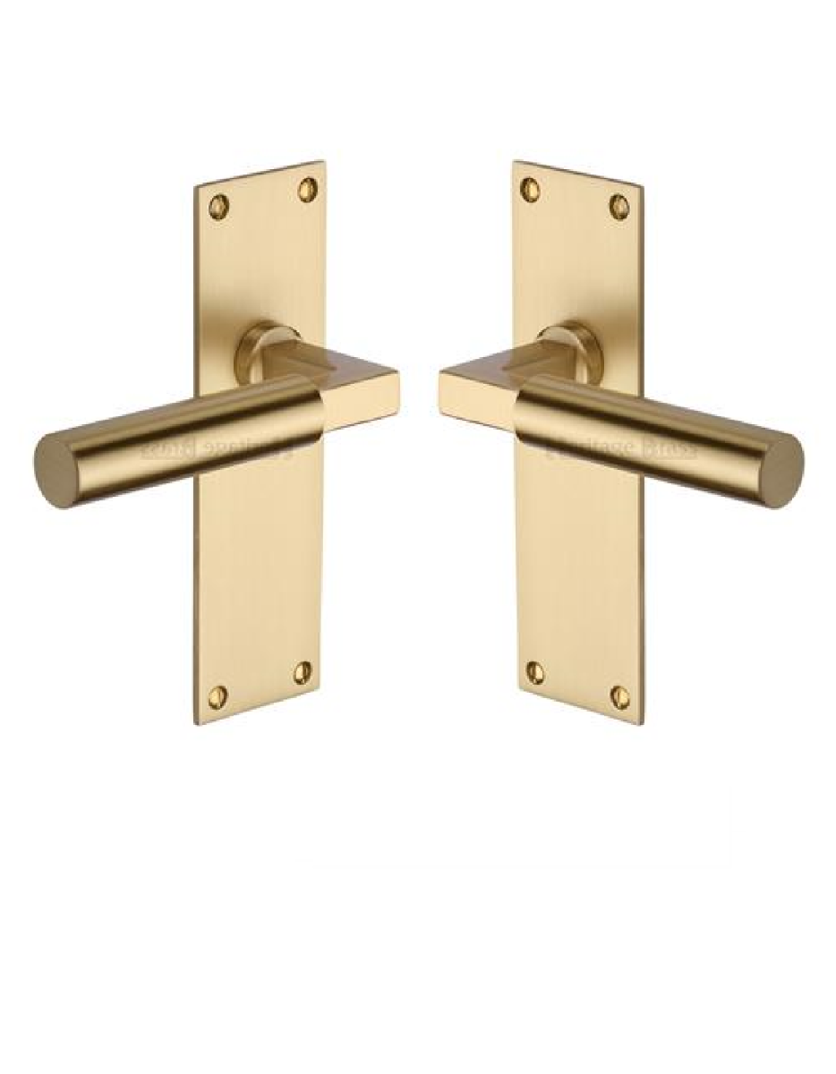 Heritage Brass BAU7310-SB Door Handle Lever Latch Bauhaus Design Satin Brass finish