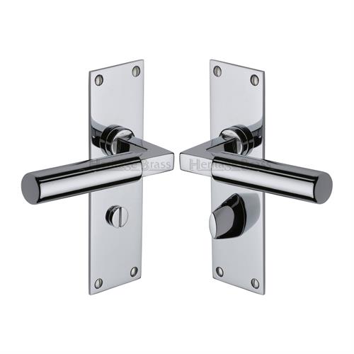 Heritage Brass BAU7330-PC Door Handle for Bathroom Bauhaus Design Polished Chrome finish