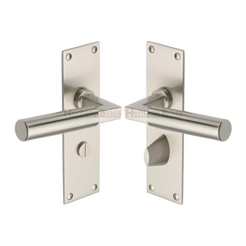 Heritage Brass BAU7330-SN Door Handle for Bathroom Bauhaus Design Satin Nickel finish