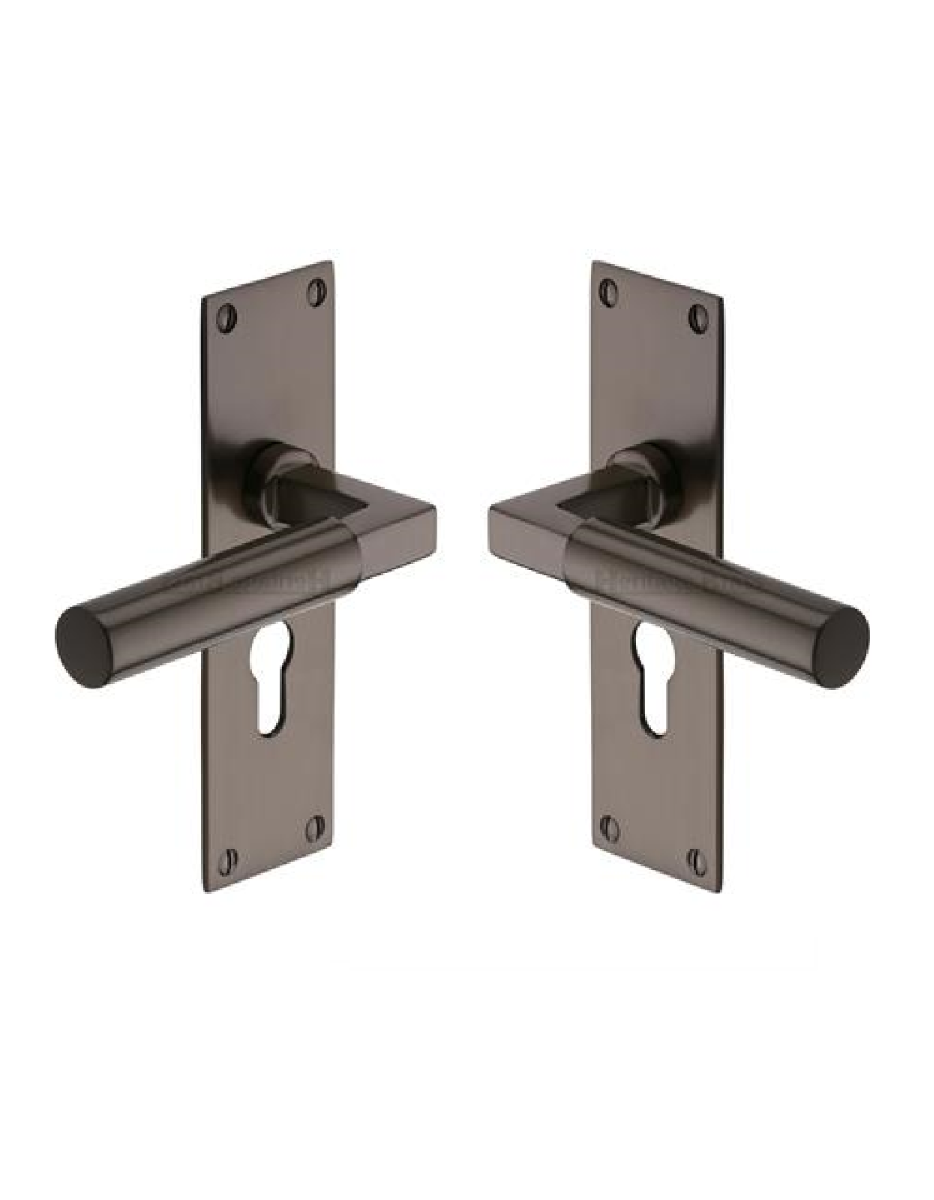 Heritage Brass BAU7348-MB Door Handle for Euro Profile Plate Bauhaus Design Matt Bronze finish