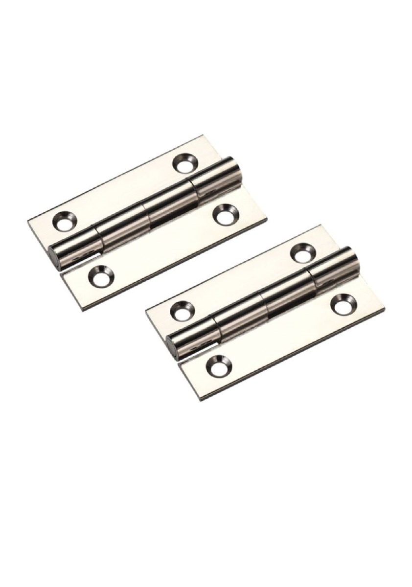 IRONZONE Solid Drawn Brass Butt Cabinet Hinges -38 x 22 x 1.3mm - Polished Nickel