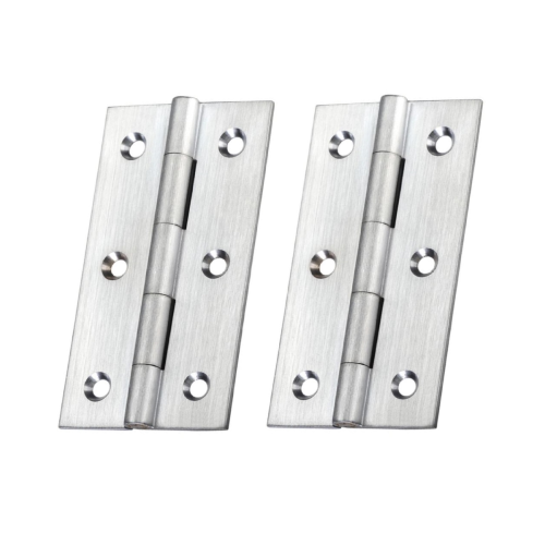 IRONZONE Solid Drawn Brass Butt Cabinet Hinges -75 x 41 x 2mm - Satin Chrome