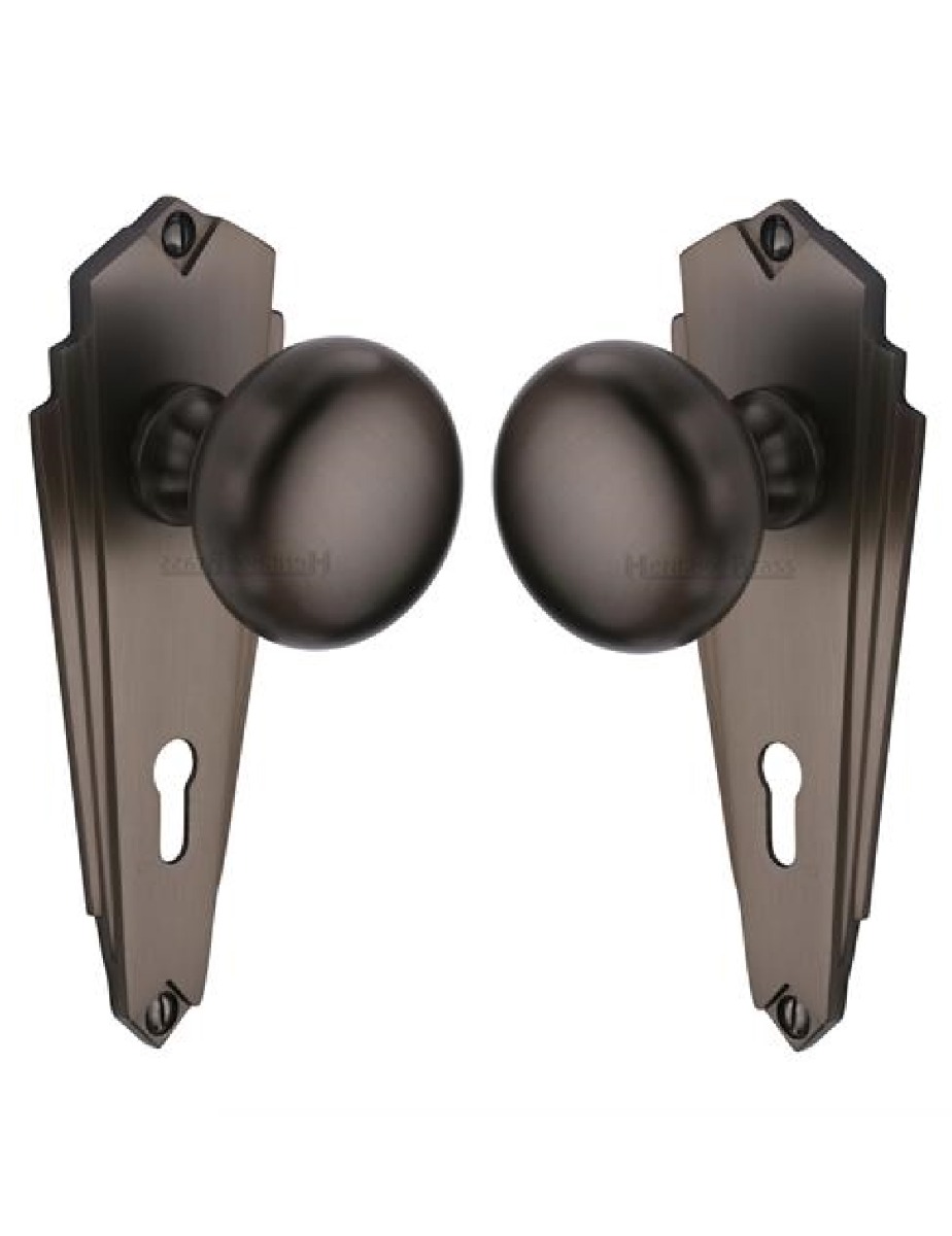 Heritage Brass BR1800-MB Mortice Knob on Lock Plate Broadway Design Matt Bronze finish