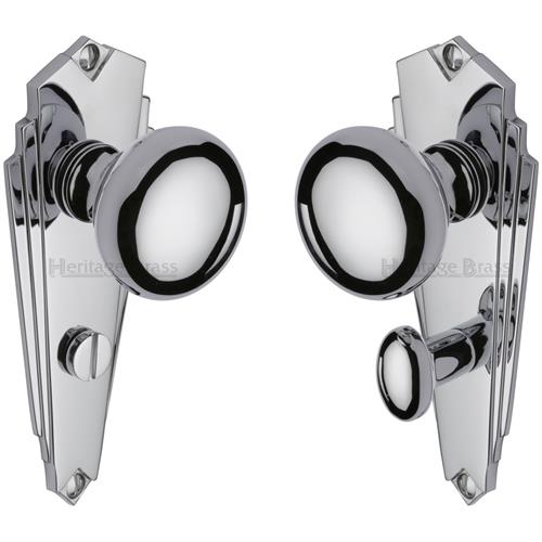 Heritage Brass BR1830-PC Mortice Knob on Bathroom Plate Broadway Design Polished Chrome finish