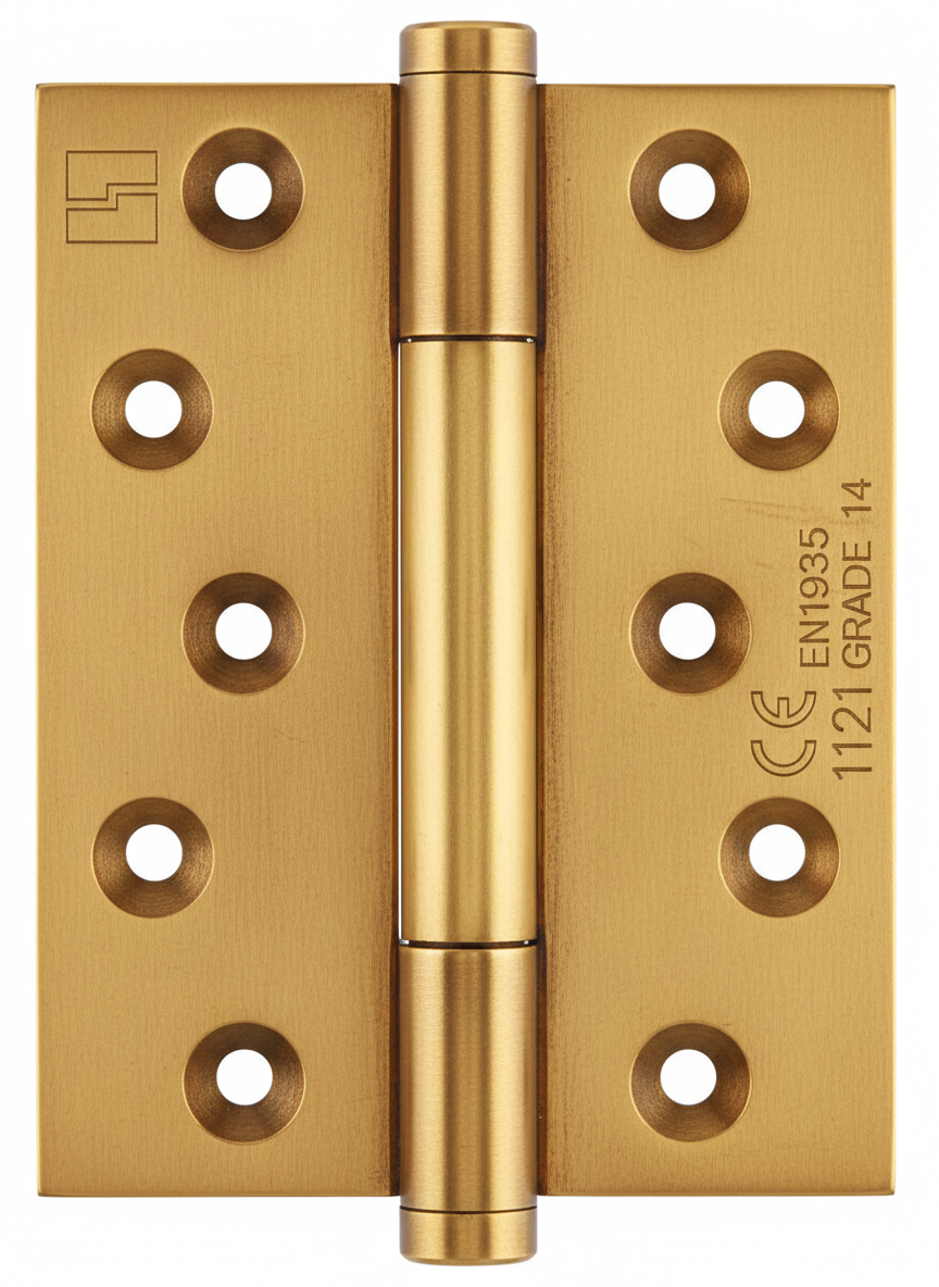 Simonswerk 1750 TRITECH Grade 14 Brass Butt Hinge For Door Weight 160kg CE marked FD30 fire rated 100mmx 76mm c/w Screws Burnished Brass (UK 522)