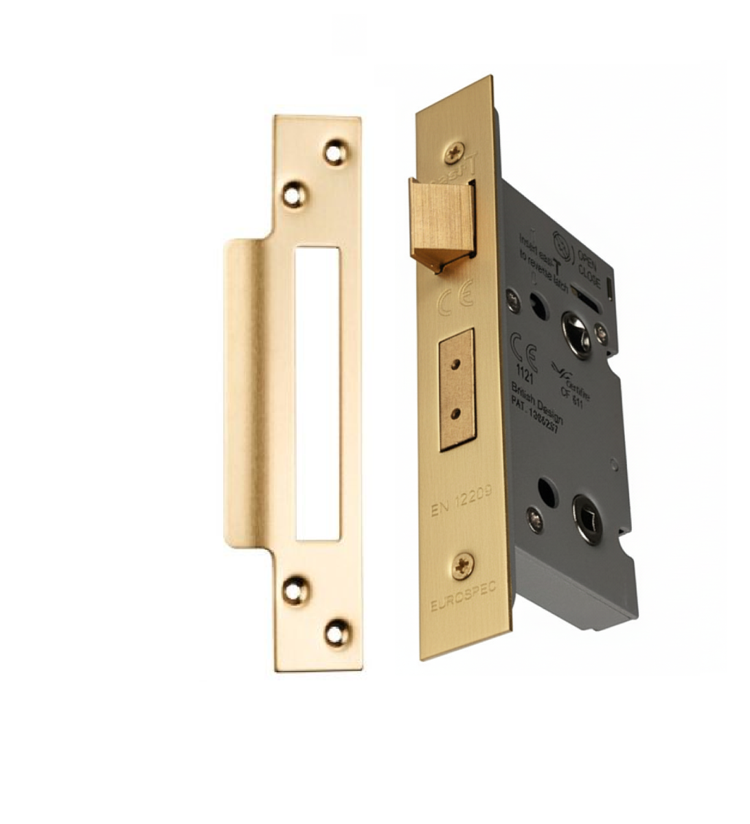 Eurospec Easi - T Bathroom Security Sashlock 44mm Backset 64mm Case Satin Brass