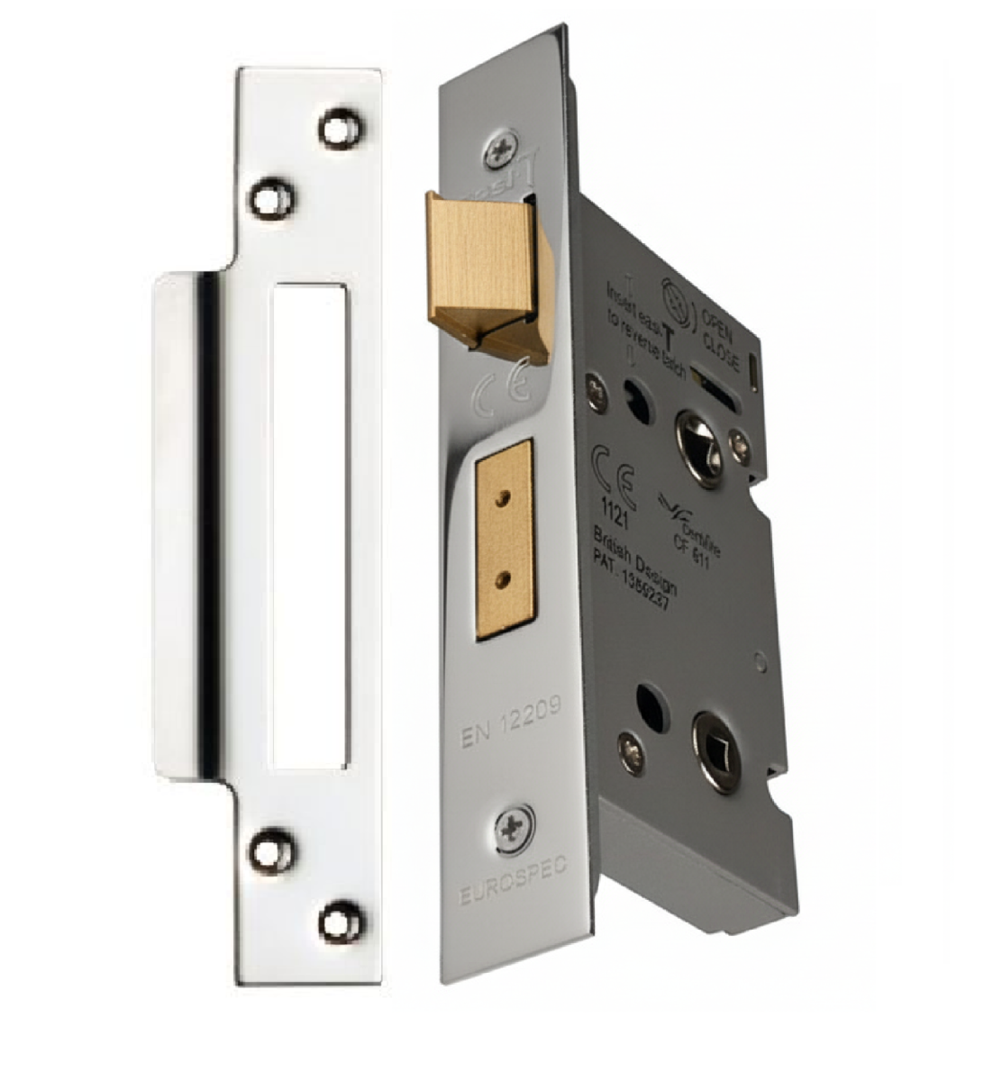 Eurospec Easi - T Bathroom Security Sashlock 44mm Backset 64mm Case Polished Stainless Steel