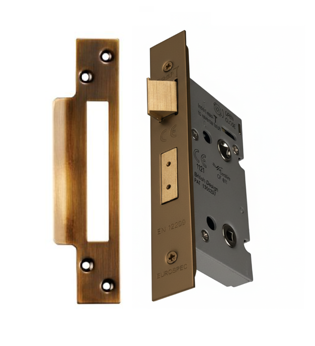 Eurospec Easi - T Bathroom Security Sashlock 44mm Backset 64mm Case Antique Brass