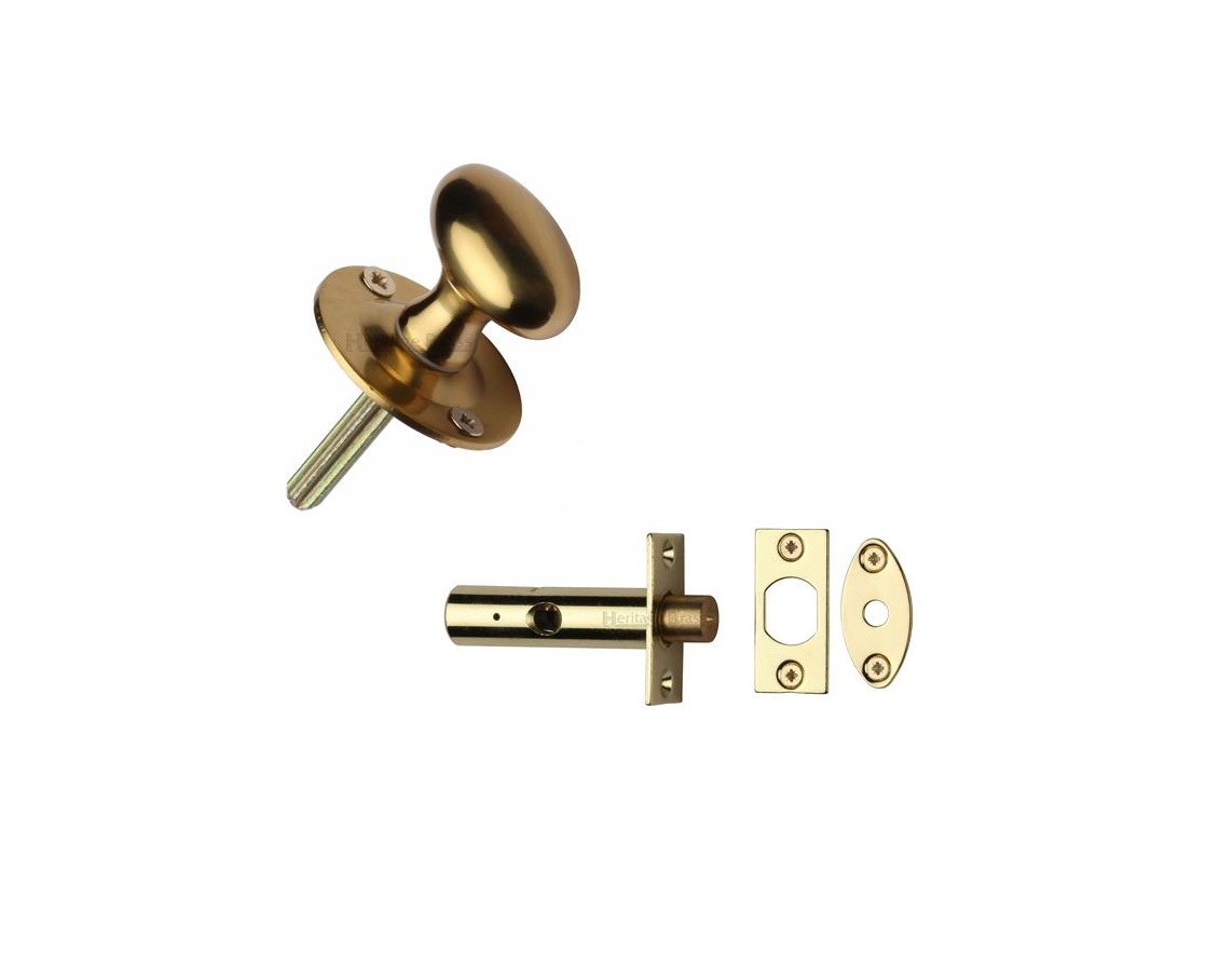 Heritage Brass BT5+RB7-PB Oval Thumbturn with Bolt Polished Brass finish