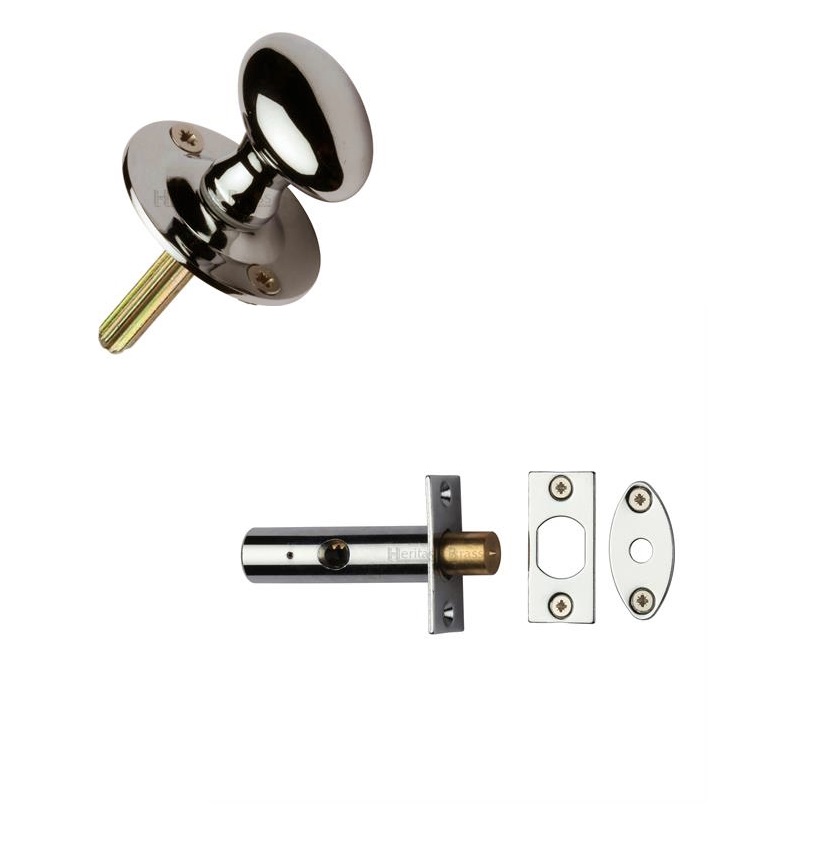 Heritage Brass BT5+RB7-PNF Oval Thumbturn with Bolt Polished Nickel finish
