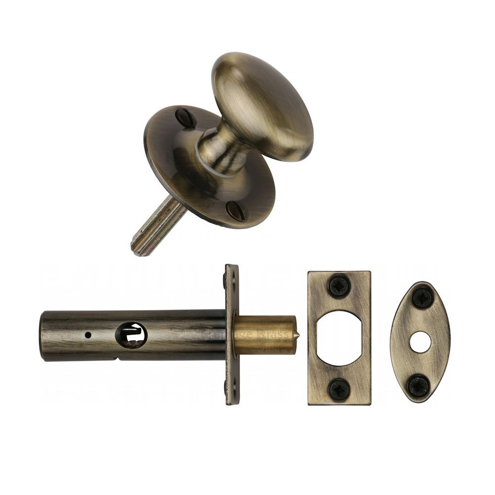 Heritage Brass BT5+RB7-AT Oval Thumbturn with Bolt Antique finish