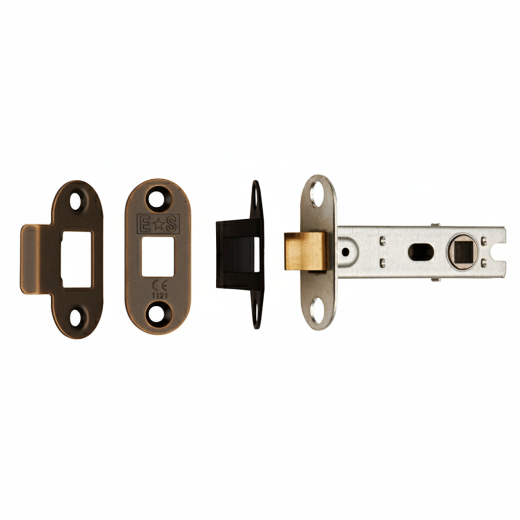 Eurospec  64mm Ce Bolt Through Tubular Mortice Latch Square MBRZ 64mm Matt Bronze Radius