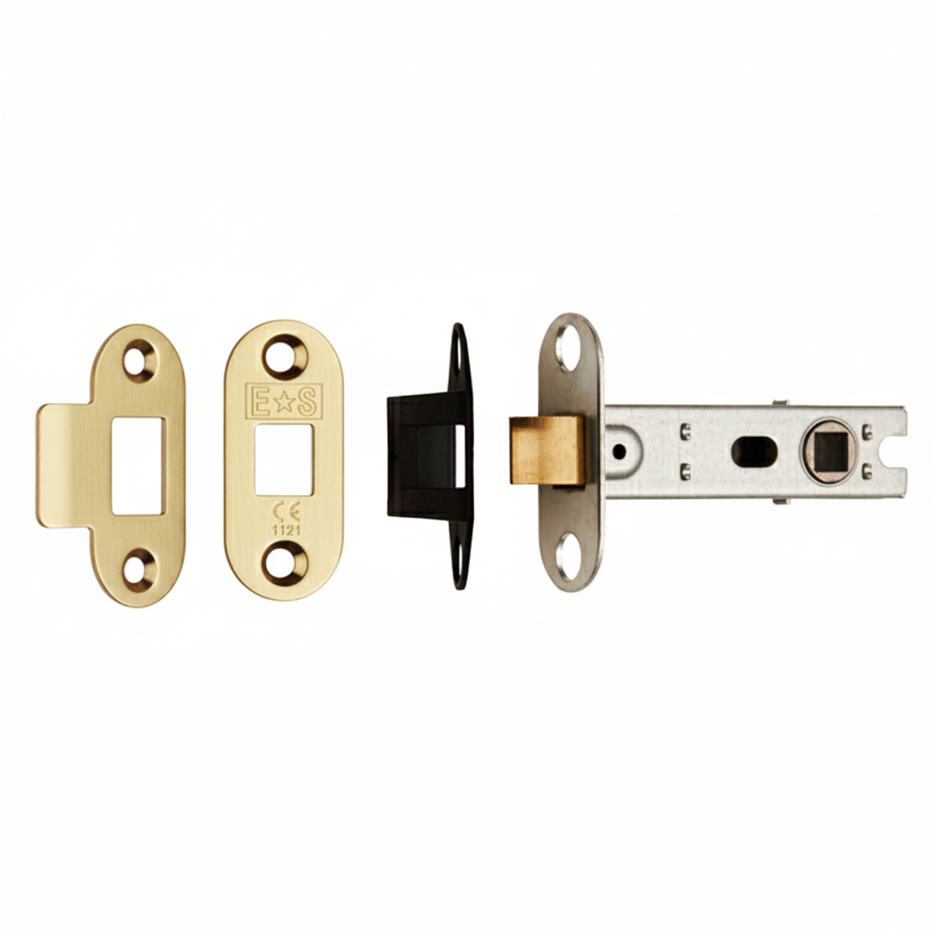 Eurospec BTL25SB 64mm Ce Bolt Through Tubular Mortice Latch Square SB 64mm Satin Brass Radius