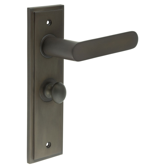 Burlington Kensington Door Handles Bathroom Backplate Dark Bronze & Turn & Release