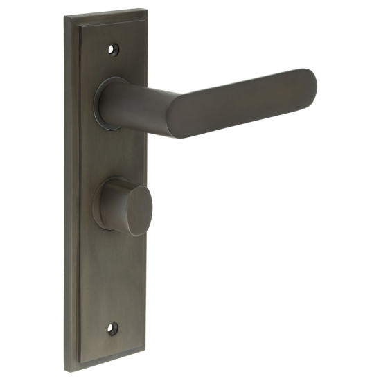 Burlington Kensington Door Handles Bathroom Backplate Dark Bronze & Turn & Release