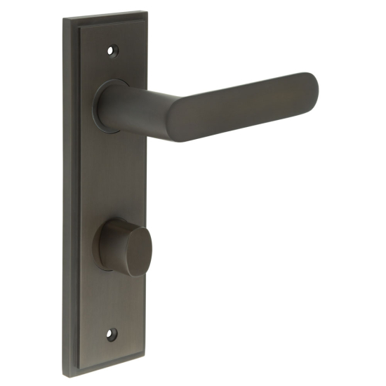 Burlington Kensington Door Handles Din Bathroom Backplate Dark Bronze & Turn & Release