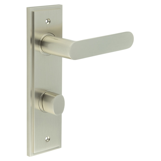 Burlington Kensington Door Handles Din Bathroom Backplate Satin Nickel & Turn & Release