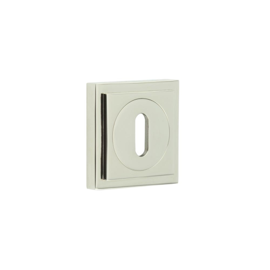 Burlington Standard Keyway Escutcheons Square Stepped Rose Polished Nickel