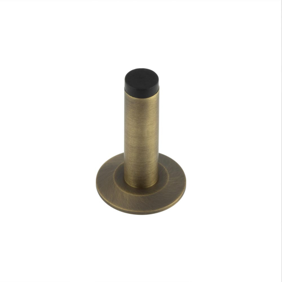 Burlington Plain Wall Mounted Door Stops Chamfered Rose Antique Brass