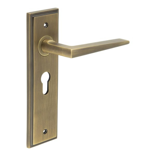 Frelan Burlington Mayfair Door Handle on Euro Profile Lock Plate Antique Brass BUR10KIT11 Consist of BUR10AB and BUR454AB