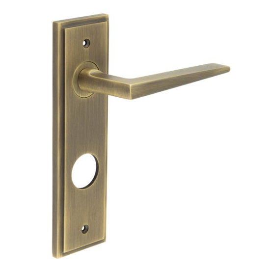 Frelan Burlington Mayfair Door Handle on Din Bathroom Plate Antique Brass BUR10KIT13 Consist of BUR10AB and BUR456AB