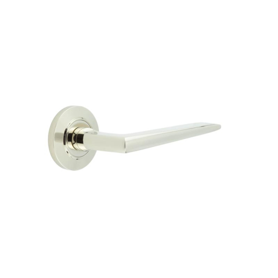 Frelan Burlington Mayfair Door Handle on Chamfered outer Rose Polished Nickel BUR10KIT158 Consist of BUR10PN and BUR51PN