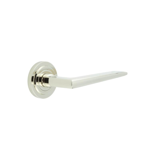 Frelan Burlington Mayfair Door Handle on Stepped outer Rose Polished Nickel BUR10KIT159 Consist of BUR10PN and BUR52PN