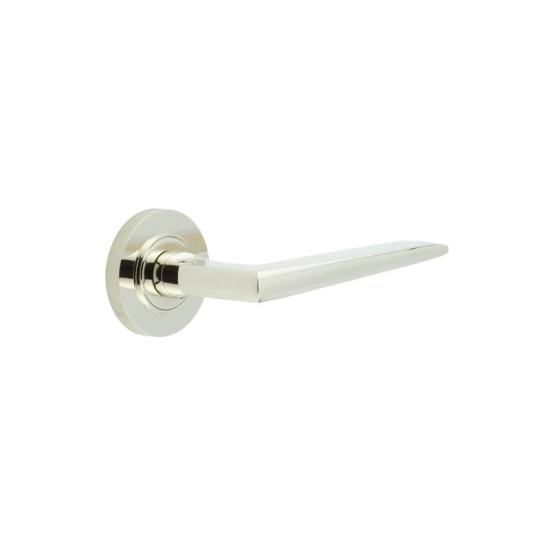 Frelan Burlington Mayfair Door Handle on Knurled Outer Rose Polished Nickel BUR10KIT161 Consist of BUR10PN and BUR55PN