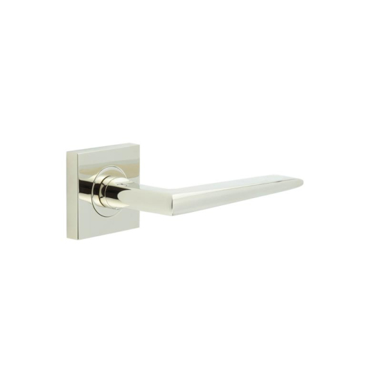Frelan Burlington Mayfair Door Handle on Square Plain Outer Rose Polished Nickel BUR10KIT162 Consist of BUR10PN and BUR150PN