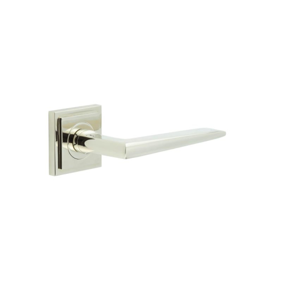 Frelan Burlington Mayfair Door Handle on Square Stepped Outer Rose Polished Nickel BUR10KIT163 Consist of BUR10PN and BUR152PN