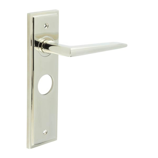 Frelan Burlington Mayfair Door Handle on Din Bathroom Plate Polished Nickel BUR10KIT169 Consist of BUR10PN and BUR456PN