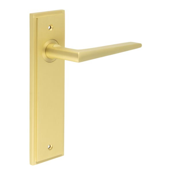 Frelan Burlington Mayfair Door Handle on Latch Plate Satin Brass BUR10KIT242 Consist of BUR10SB and BUR450SB