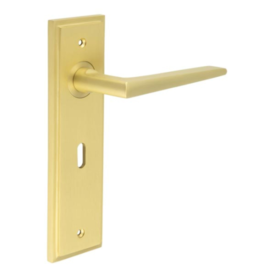 Frelan Burlington Mayfair Door Handle on Standard Lock Plate Satin Brass BUR10KIT243 Consist of BUR10SB and BUR451SB