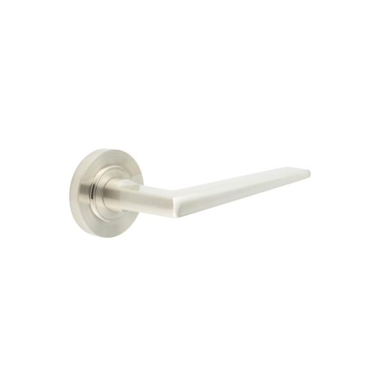 Frelan Burlington Mayfair Door Handle on Plain outer Rose Satin Nickel BUR10KIT313 Consist of BUR10SN and BUR50SN