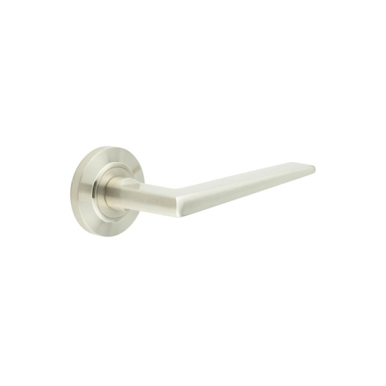 Frelan Burlington Mayfair Door Handle on Chamfered outer Rose Satin Nickel BUR10KIT314 Consist of BUR10SN and BUR51SN