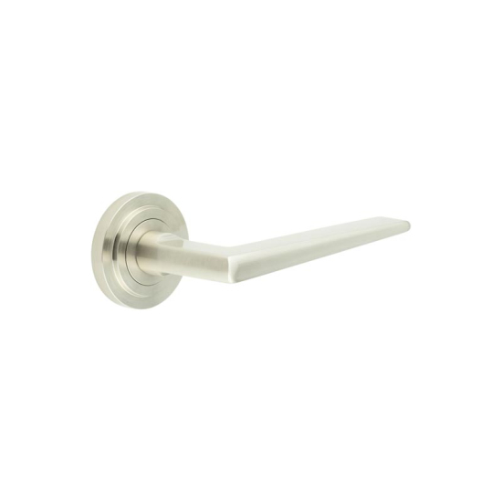 Frelan Burlington Mayfair Door Handle on Stepped outer Rose Satin Nickel BUR10KIT315 Consist of BUR10SN and BUR52SN