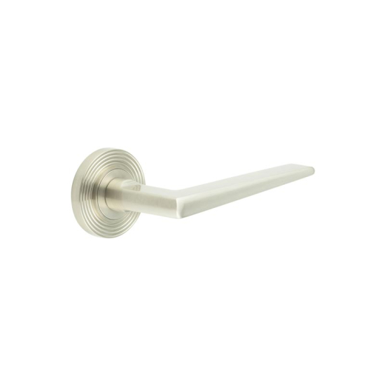 Frelan Burlington Mayfair Door Handle on Reeded outer Rose Satin Nickel BUR10KIT316 Consist of BUR10SN and BUR53SN