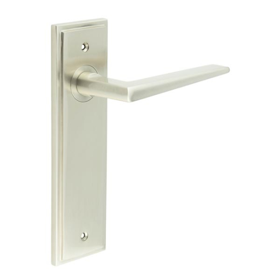 Frelan Burlington Mayfair Door Handle on Latch Plate Satin Nickel BUR10KIT320 Consist of BUR10SN and BUR450SN