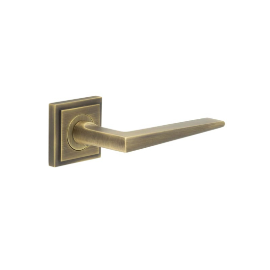 Frelan Burlington Mayfair Door Handle on Square Stepped Outer Rose Antique Brass BUR10KIT7 Consist of BUR10AB and BUR152AB
