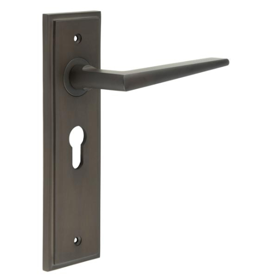 Frelan Burlington Mayfair Door Handle on Euro Profile Lock Plate Dark Bronze BUR10KIT89 Consist of BUR10DB and BUR454DB