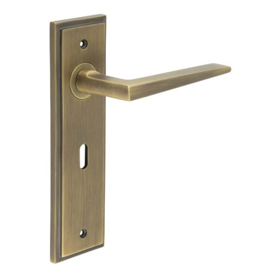 Frelan Burlington Mayfair Door Handle on Standard Lock Plate Antique Brass BUR10KIT9 Consist of BUR10AB and BUR451AB
