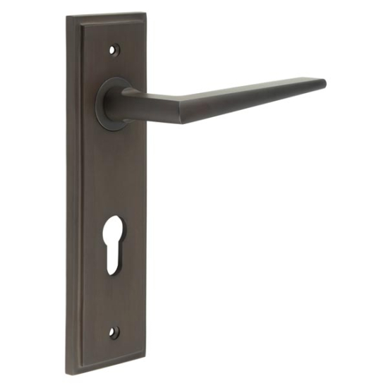 Frelan Burlington Mayfair Door Handle on Din Euro Profile Lock Plate Dark Bronze BUR10KIT90 Consist of BUR10DB and BUR455DB
