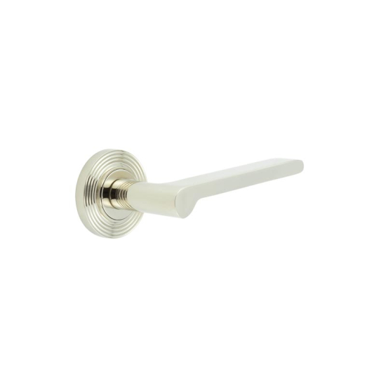 Frelan Burlington Fitzrovia Door Handle on Reeded outer Rose Polished Nickel BUR15KIT160 Consist of BUR15PN and BUR53PN